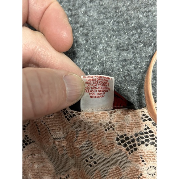 Via Nicci Romantic Nude Beige Floral Lace Slip dress‎ sheer lingerie size large - Picture 6 of 11